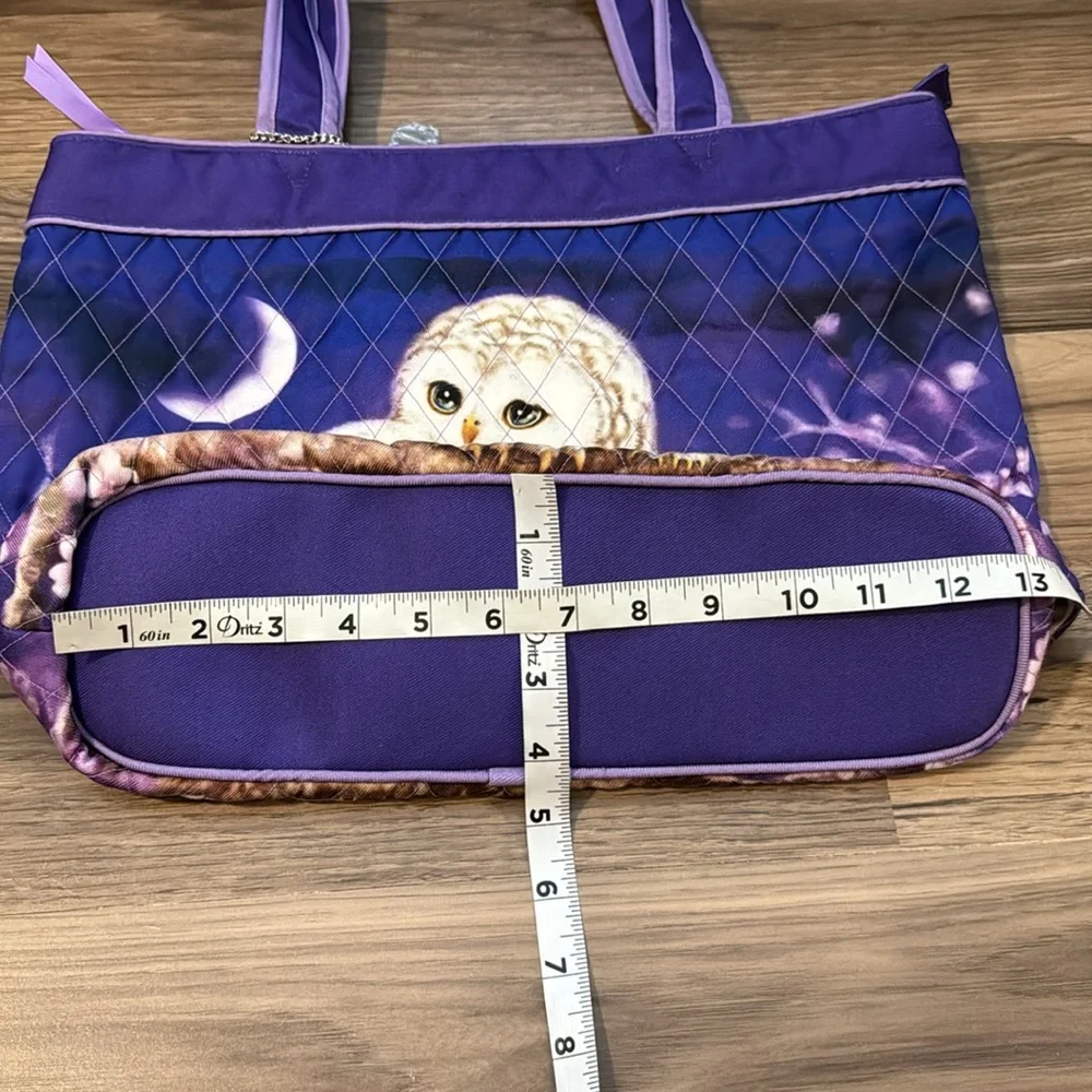 Bradford Exchange Owl Always Love You Kayomi Harai Quilted Purple Zip Tote NWOT